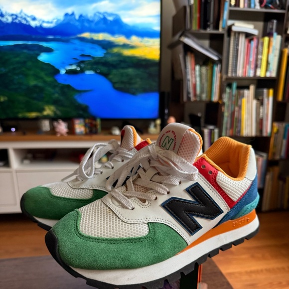 New Balance 574 White Varsity Green
